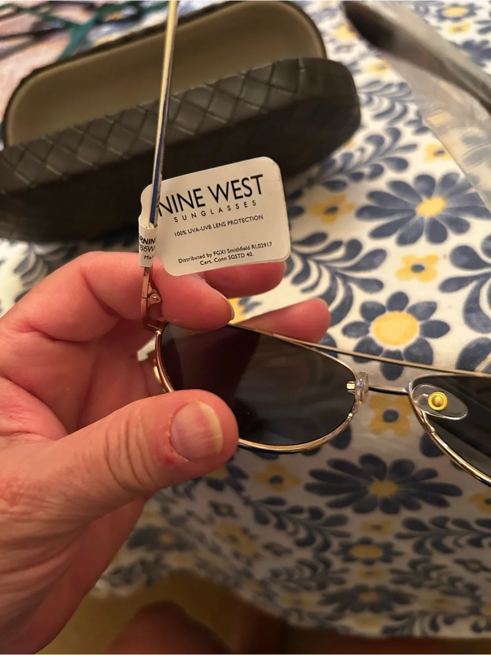Nine West Women’s Aviator Sunglasses Gold Tone Dark Lens 100% UVA UVB